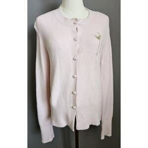 Wicked by Paul Tazewell Pink Fuzzy Knit Pearl Button Glinda Costume Sweater